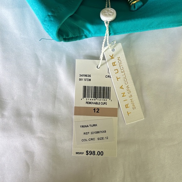 Trina Turk Monaco Ring Halter Swim Top in Ceramic Blue Turquoise NWT - Picture 12 of 12